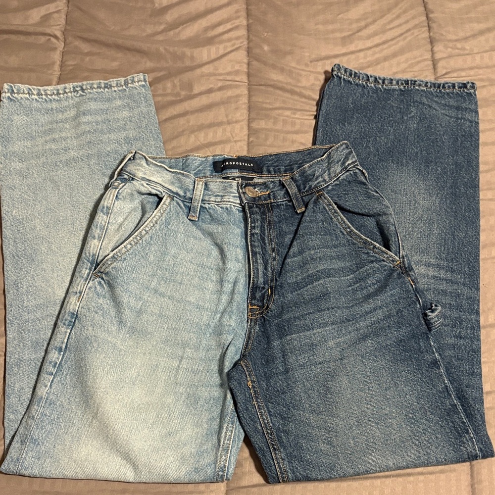 AEROPOSTALE 90s Baggy Two-Tone Denim Carpenter Jeans Size 2